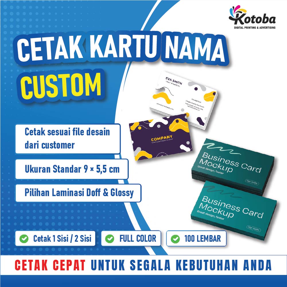 Cetak Kartu Nama Custom AC260 Laminasi Glossy| Business Card Full Color | Laminasi Doff Glossy