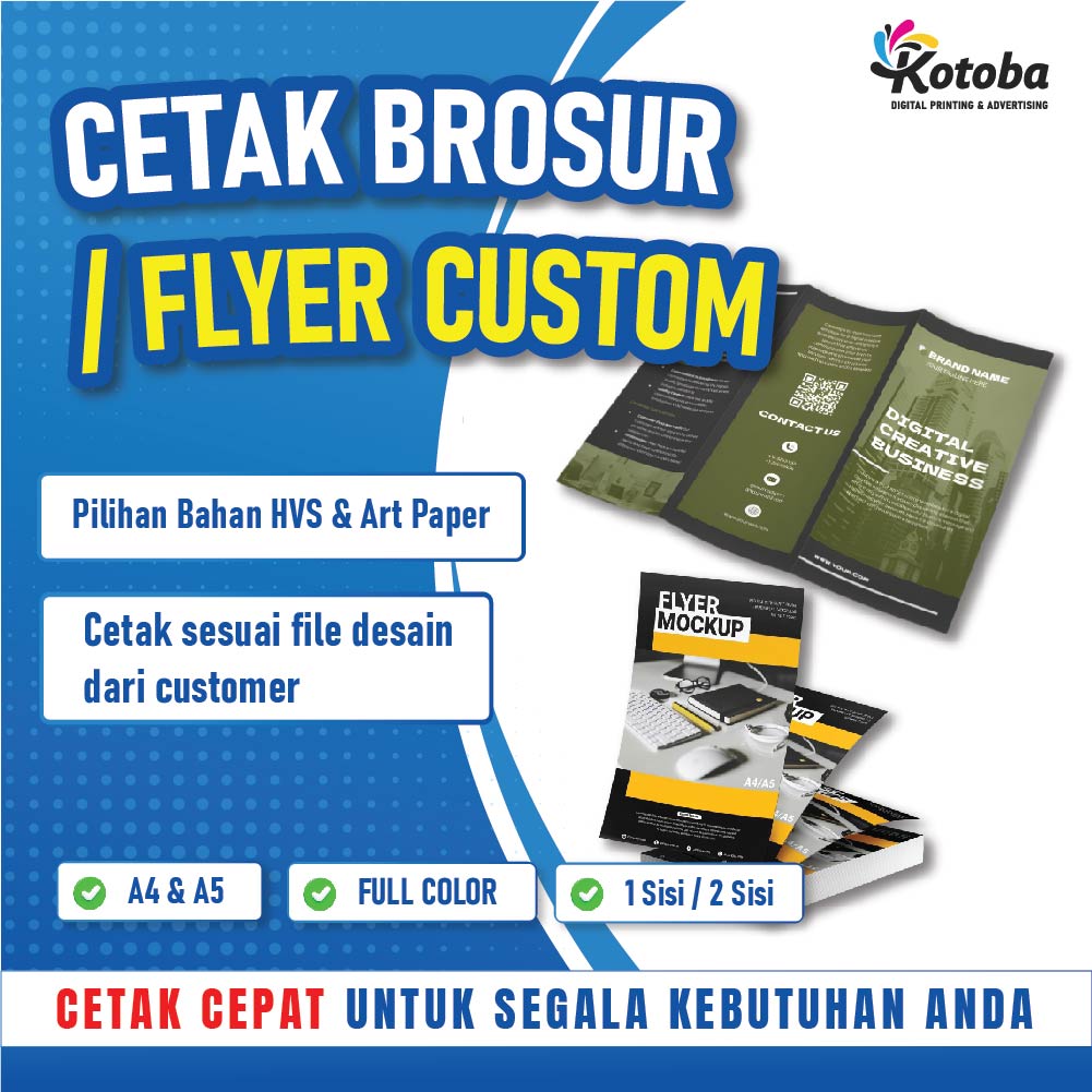 Cetak Brosur Custom A5 120 Gsm| Flyer Promosi Full Color | Art Paper 1 Sisi 2 Sisi